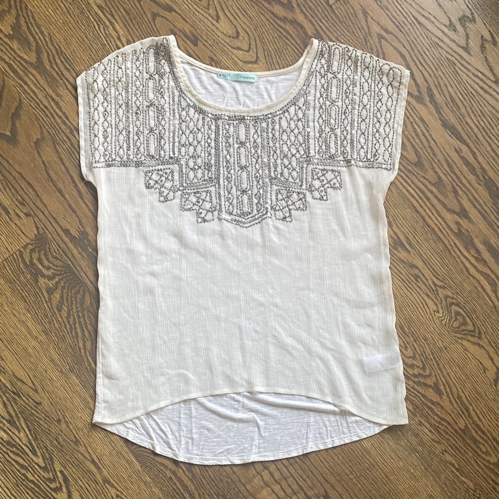 Maurices White Blouse with Beading